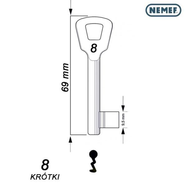 Numerowany Nemef KRÓTKI 08 - klucz surowy