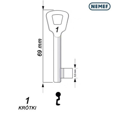 Numerowany Nemef KRÓTKI 01 - klucz surowy