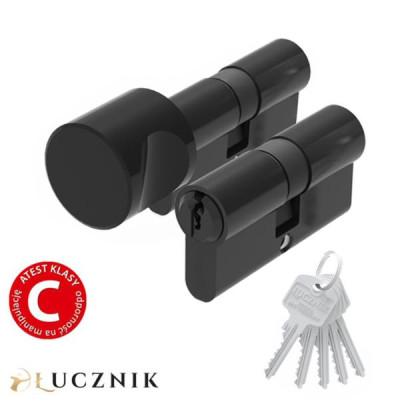 Wkładka Łucznik 703 - E8 profil D 30/45 + 30G/45 w systemie 1 klucza - czarna anoda