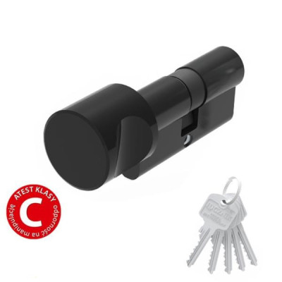 Wkładka Łucznik 508 - E8 profil D z gałką 45G/30 - czarna anoda