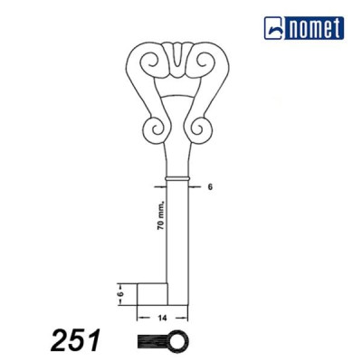 Meblowy 005 - 251 - G2 nikiel retro - klucz surowy