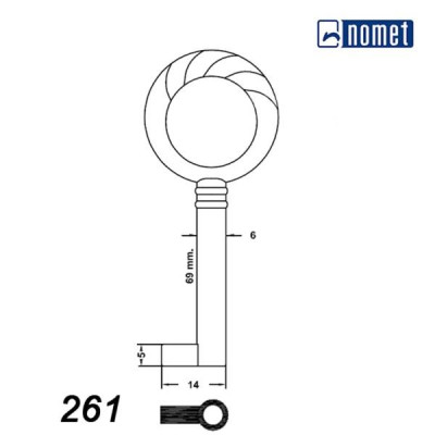 Meblowy 014 - 261 - G3 złoto okrągły - klucz surowy