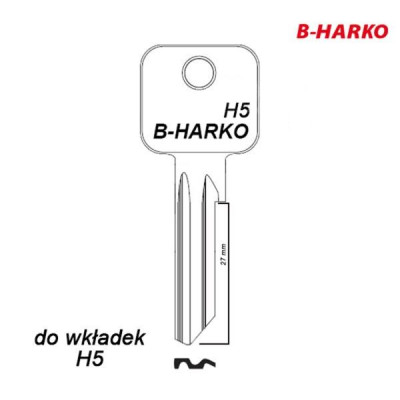 Mieszkaniowy 254 - klucz surowy mosiężny - B-Harko do wkładki H5