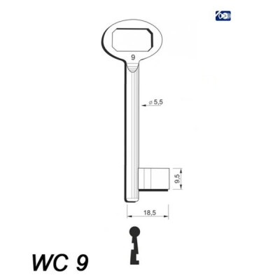Numerowany Abloy WC 9 - klucz surowy