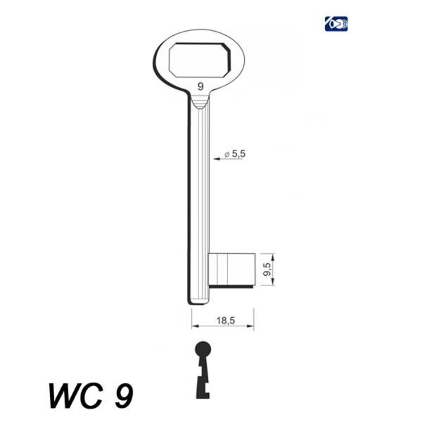 Numerowany Abloy WC 9 - klucz surowy