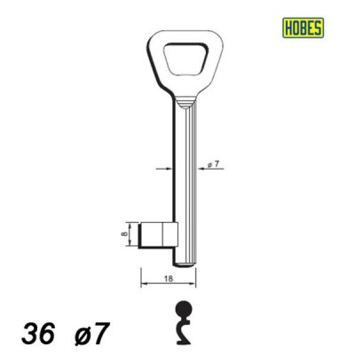 Numerowany Hobes 002 - klucz surowy 36 - fi 7 mm