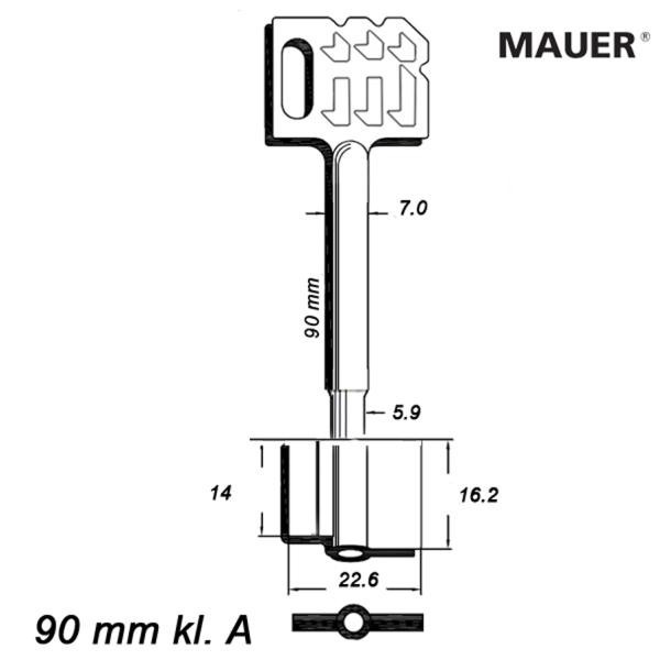 Zasuwowy 025 - Mauer 90 mm kl. A - klucz surowy