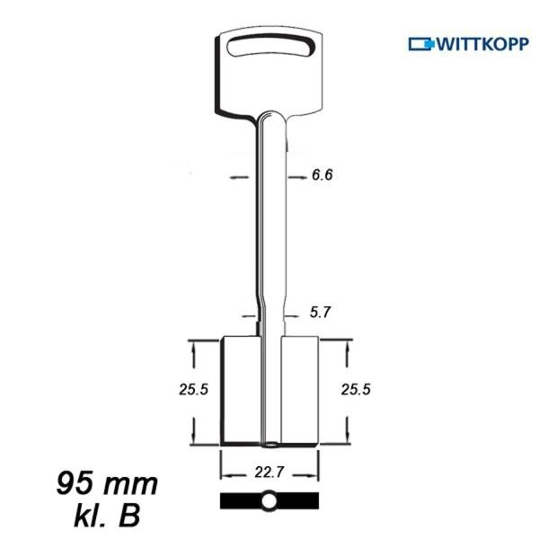 Zasuwowy 037 - Wittkopp 95 mm kl. B - klucz surowy