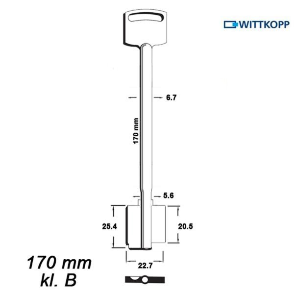 Zasuwowy 038 - Wittkopp 170 mm kl. B - klucz surowy
