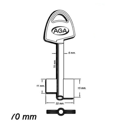 Zasuwowy 065 - AGA 15G 70 mm kl. A - klucz surowy