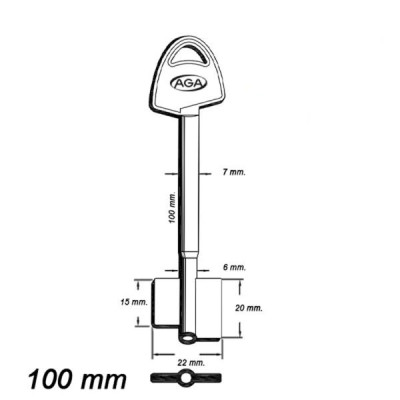 Zasuwowy 066 - AGA 50G 100 mm kl. B - klucz surowy