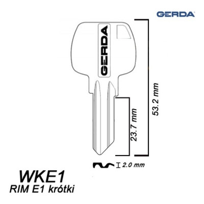 Gerda 035 - klucz surowy - WKE1 / RIM E1 krótki