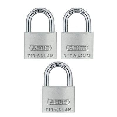 Kłódka Abus 416 - 727TI/40 TRIPLES - 3 kłódki pałąkowe aluminiowe TITALIUM w systemie 1 klucza - blister