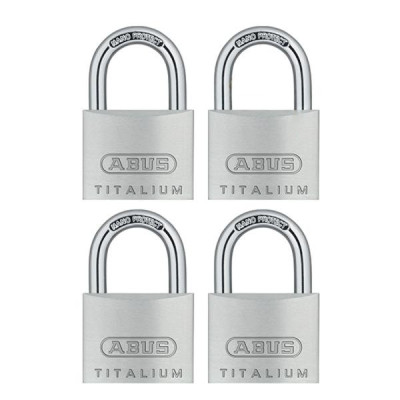 Kłódka Abus 417 - 727TI/40 QUADS - 4 kłódki pałąkowe aluminiowe TITALIUM w systemie 1 klucza - blister