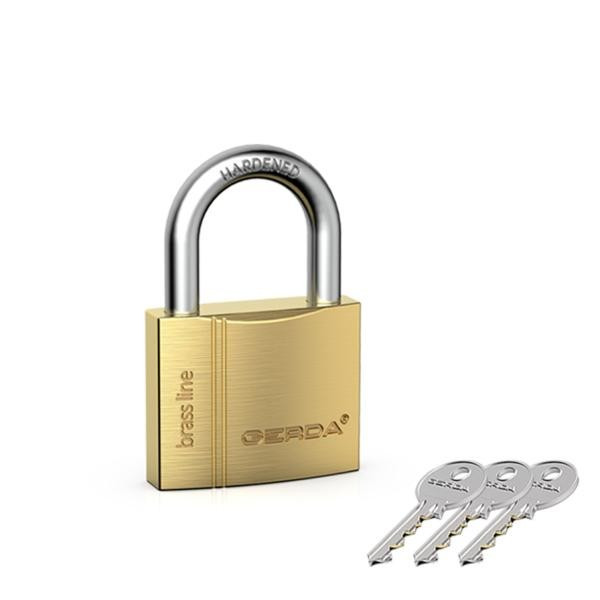 Kłódka Gerda 205 - Brass line KMZ S4010A - kłódka pałąkowa mosiężna - pudełko