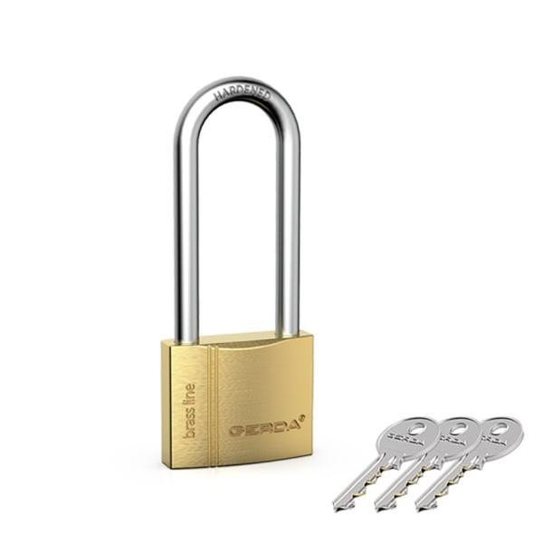 Kłódka Gerda 211 - Brass line KMZ S4030A - kłódka pałąkowa mosiężna z wydłużonym pałąkiem - pudełko