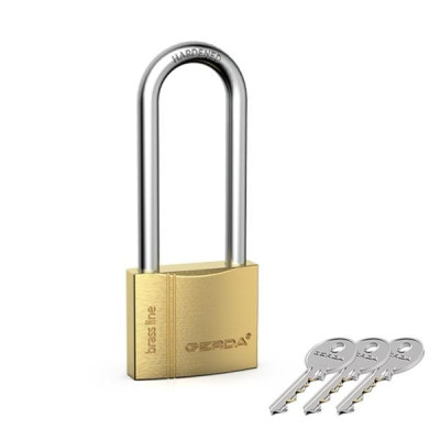 Kłódka Gerda 213 - Brass line KMZ S5030A - kłódka pałąkowa mosiężna z wydłużonym pałąkiem - pudełko