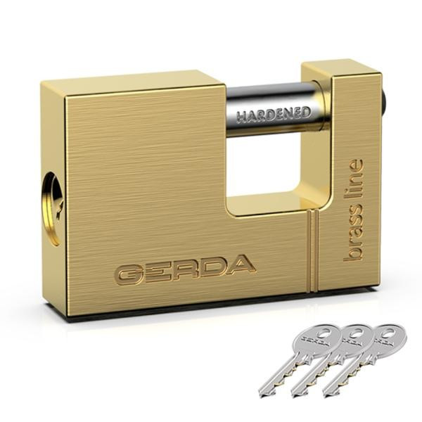 Kłódka Gerda 233 - Brass line KMT T7510A - kłódka trzpieniowa mosiężna - pudełko