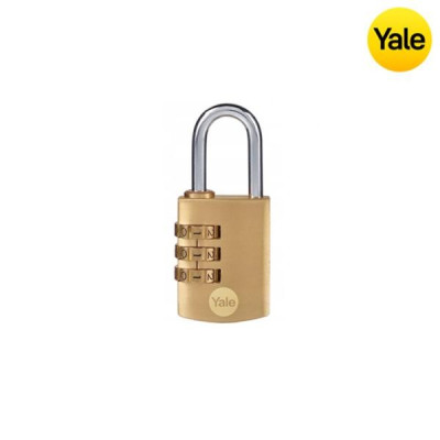 Kłódka Yale 001 - Y150B/22 - kłódka pałąkowa mosiężna szyfrowa - blister