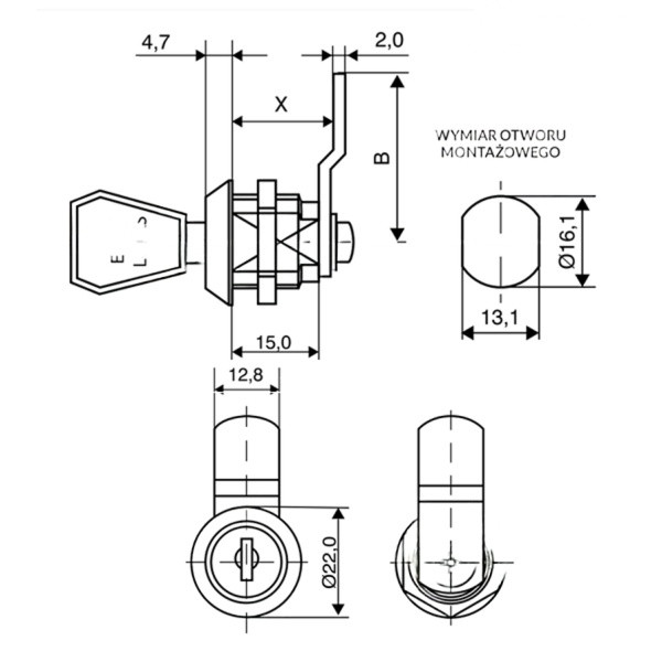 Zamek Euro-Locks 003 - krzywkowy - 0233