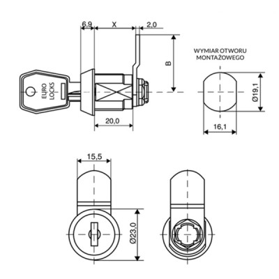 Zamek Euro-Locks 004 - krzywkowy - B671