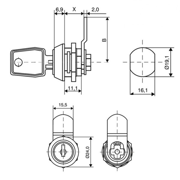 Zamek Euro-Locks 007 - krzywkowy - F298