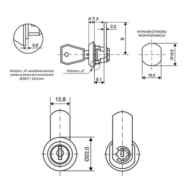 Zamek Euro-Locks 006 - krzywkowy - C793