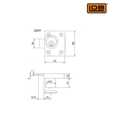 Zamek meblowy 002 - ZMB2L - wierzchni niklowany lewy
