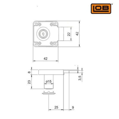 Zamek meblowy 005 - ZMB4 - wierzchni niklowany
