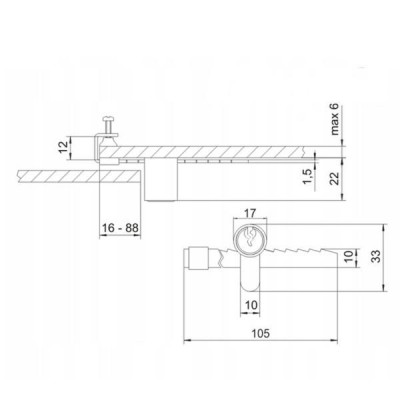 Zamek meblowy 006 - ZG02 - gablotowy zaczepowy niklowany