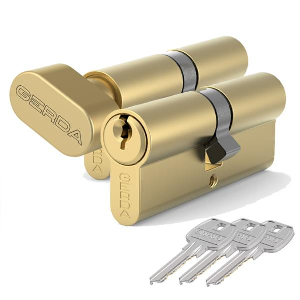 Wkładka Gerda 314 - WKE1 30/50 + 30G/50 w systemie 1 klucza mosiądz