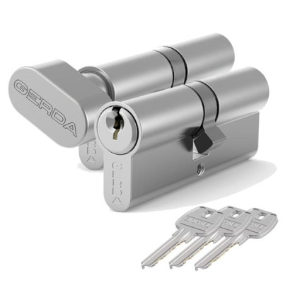 Wkładka Gerda 319 - WKE1 35/45 + 45G/35 w systemie 1 klucza nikiel satynowy