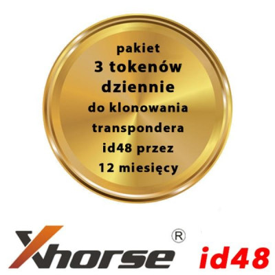 Xhorse - pakiet 3 tokenów dziennie do klonowania transpondera id48 przez 12 miesięcy