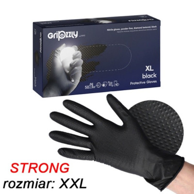 DK 104 - rękawice nitrylowe z gripem - czarne - XXL