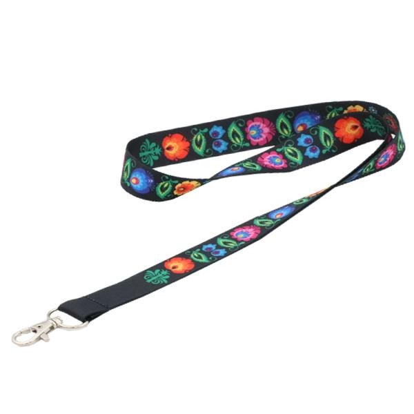 Smycz 095 - 20 mm - wzory ludowe czarna