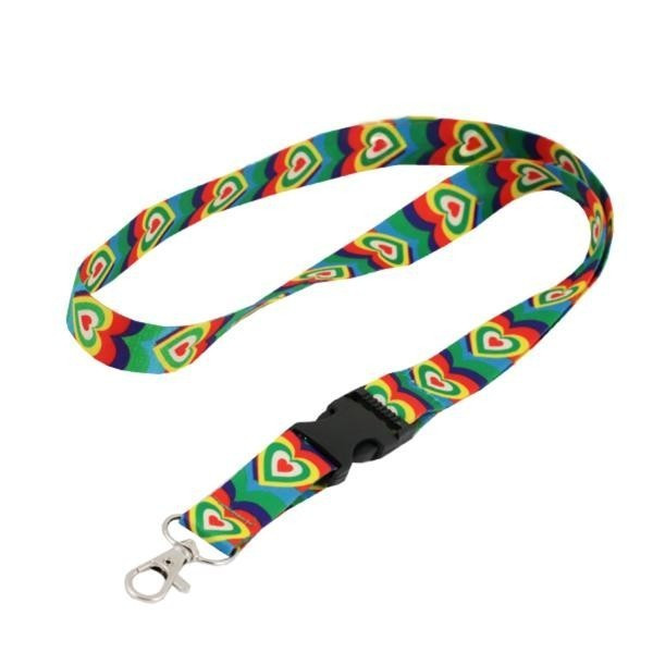 Smycz 138 - 20 mm - szybkozłączka - serca na zielonym