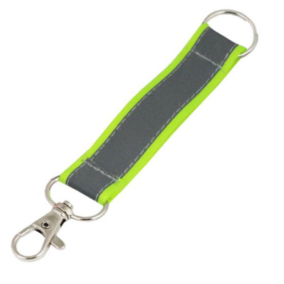 Smycz 243 - 20 mm - seledynowy neon z odblaskiem - krótka (brelok)