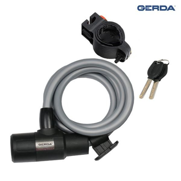 Zabezpieczenie antykradzieżowe Gerda 549 - zapięcie rowerowe linka z uchwytem GREY FLEX 1000/10V - szarno-czarne
